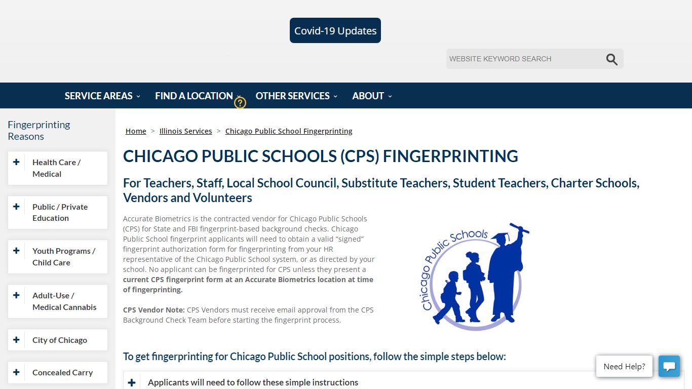 Fingerprinting and Background Checks for Chicago Public Schools (CPS)